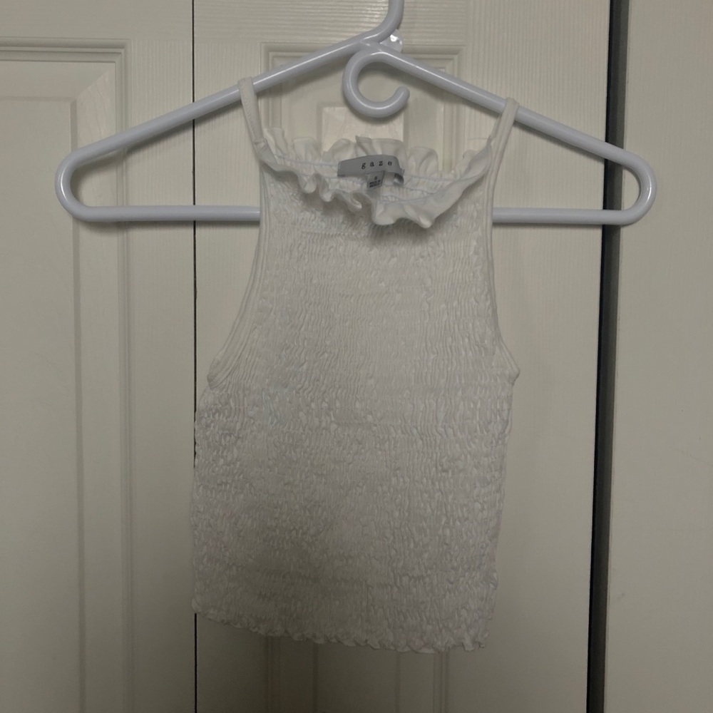 white scrunched halter top // tj maxx